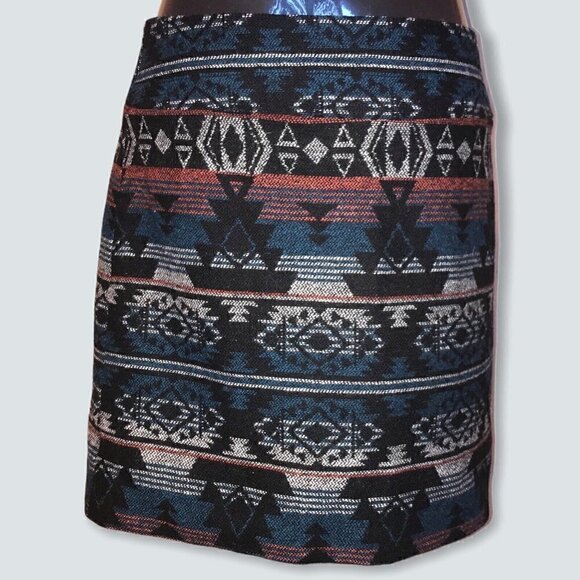 Kenar Mini Skirt Size 6 Boho Aztec Print Fall Western Style - Picture 2 of 9